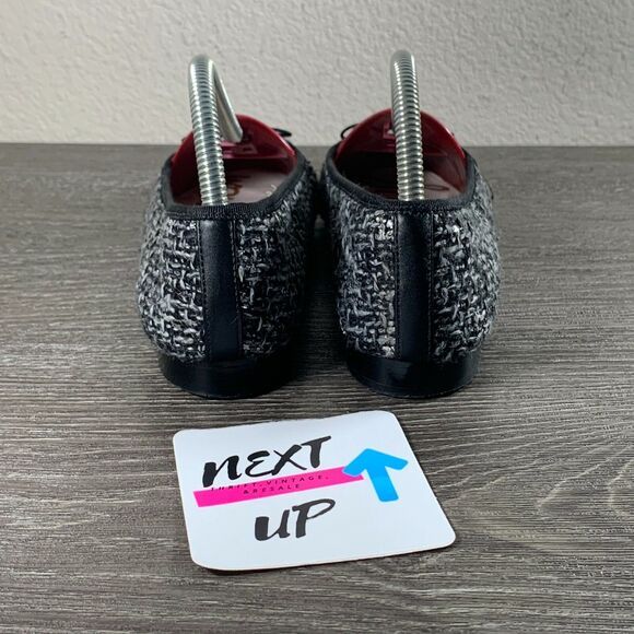 Women’s size 6-Sam Edelman Sara Black Silver Tweed Bow Cap Toe Ballet Flats - Picture 6 of 10